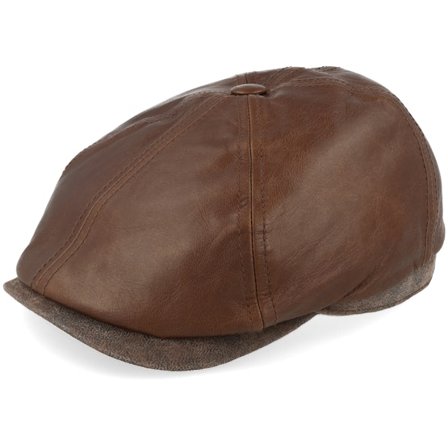 Stetson - Brown flatcap Czapka Z Daszkiem - 6-panel Cap Goat/Pigskin Brown Flat Cap @ Hatstore