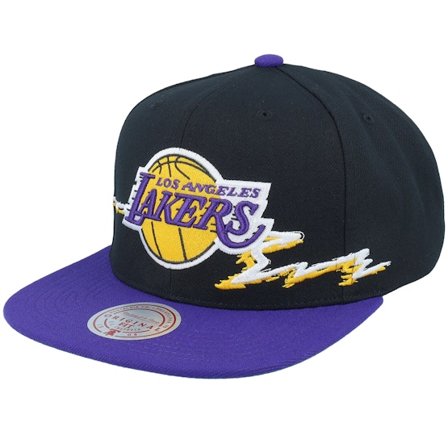 Mitchell & Ness - Los Angeles Lakers Life Line Black/Purple Snapback Snapback Black Cap - NBA @ Hatstore