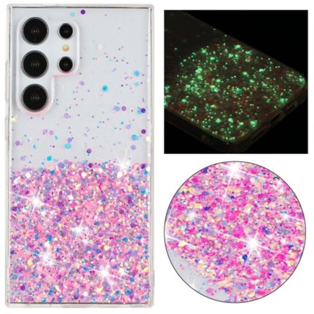 Samsung Galaxy S24 Ultra 5G Skal Transparent Ram Noctilucent Glitter Pulver TPU