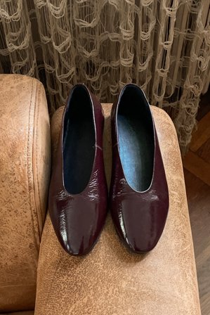 NA-KD Leather Ballerina - Lave sko - Burgundy - EU 36