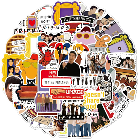 50 Pak Venner Stickers, Tegneserie Stickers, Vandtætte Stickers, Æstetiske Dekaler, Scrapbog Stickers, til Laptop Skateboard Guitar Kuffert Bagage