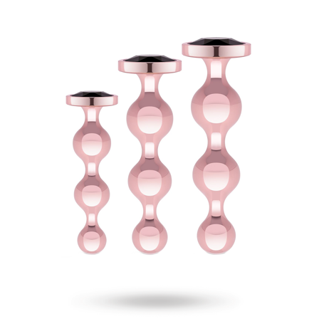 Rosy Gold Metal Butt Plug 3-pcs Set