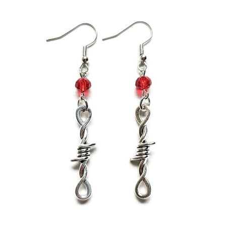 Earrings - Barbed Wire - Bead - Red