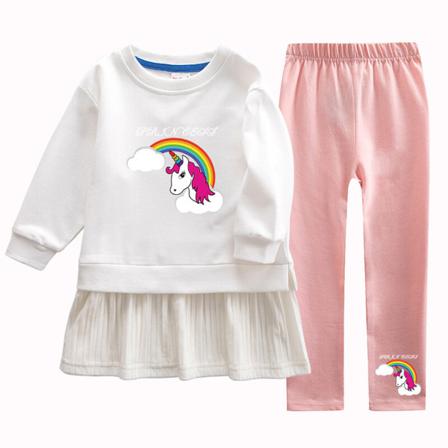 Tecknad Flickor Print Crew Neck Swing Baggy Våren Hösten Outfits