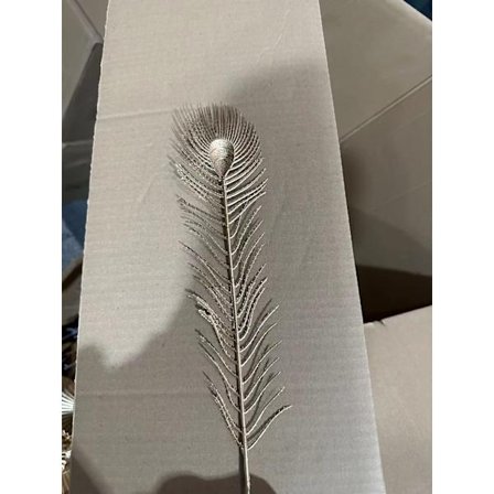 Unikt Sølv Påfugl Fjærsett med 1, Gullblad Veggdekor