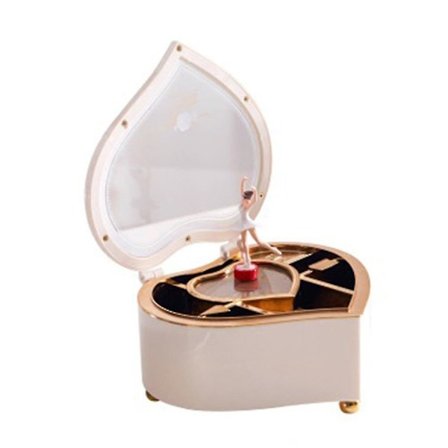 Musikalisk smyckeskrin för tjejer med ballerinatema - hjärtformad