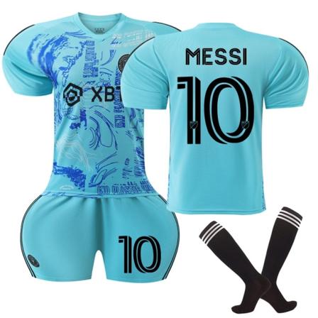 Inter Miami CF -vierasjalkapallopaita, jossa on sukat Kid nro 10 Messille adult XS