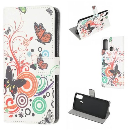 Plånboksfodral Motorola Moto G30 - Vit med Fjärilar