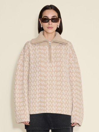 Holzweiler Cass Monogram Half Zip - Beige Mix - Women's - XL