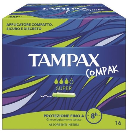 Tampax Compak Super 16 Assorbenti Interni Flussi da Medi ad