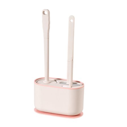 Toiletbørsteholdersæt Langt Håndtag Vægmonteret Drypsikkert Badeværelsesrenser Sakura Pink