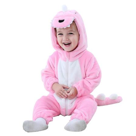 Baby Dinosaur Kostym Barn Söt Hoodie Jumpsuit Halloween A-pink 24-30 Months