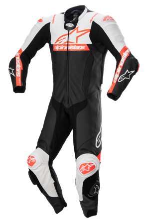 Lederkombi Alpinestars Missile V2 Ward 1 PC Leather Schwarz/Weiß/Rot Fluo 50