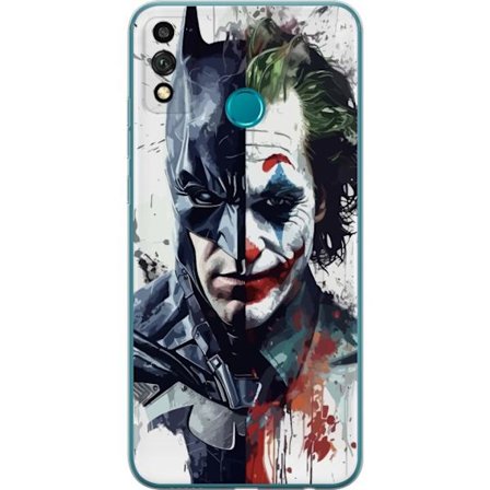 Yhteensopiva Puhelinkuori Honor Honor 9X Lite Jakettu muotokuva Batmanista ja Jokerista dramaattisessa kuvituksessa, kuvankaunis supersankariteema tum