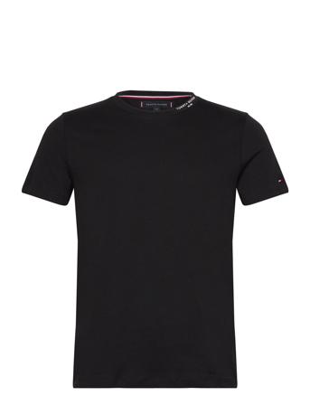 Tommy Logo Collar Tee T-shirts Short-sleeved Svart Tommy Hilfiger*Betinget Tilbud