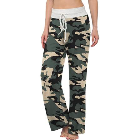 Dam Med Elastisk Midja Med Breda Ben Loungewear Randig Palazzo Byxa
