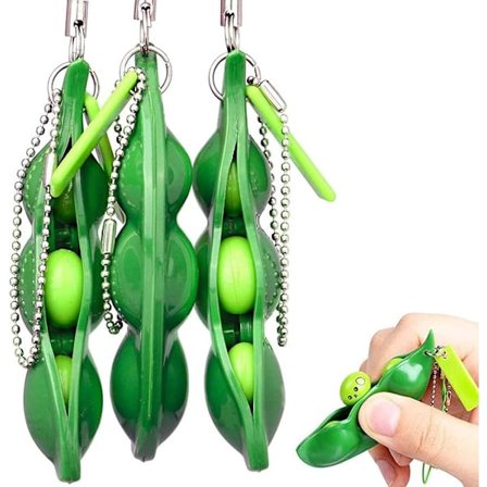 3 st Sojaböna Nyckelring Leksak Tryck Ut Kastad Rolig Kul Dekomprimera