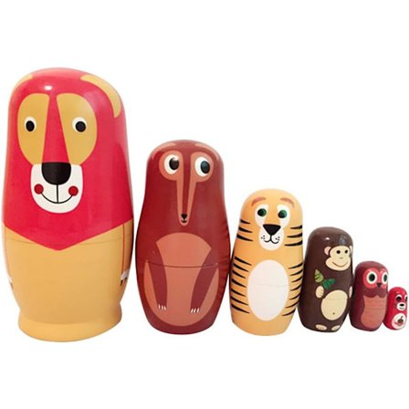 Babushka Nesting Matryoshka Træ Russiske Nesting Dukker Legetøj Gave i Dyreform