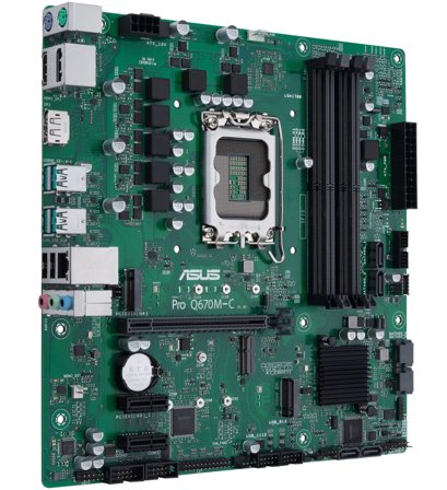 ASUS Pro Q670M-C-CSM - Bundkort - micro ATX - LGA1700 sokkel - Q670 Chipset - USB-C Gen1, USB 3.2 Gen 1, USB 3.2 Gen 2 - Gigabit LAN - onboard grafik