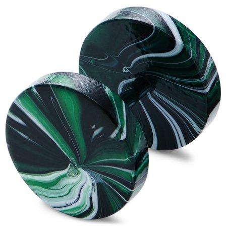 Satago | Faux Écarteur Clou d'Oreille en acier inoxydable noir & vert 10 mm pour hommes - Clous d'oreille
