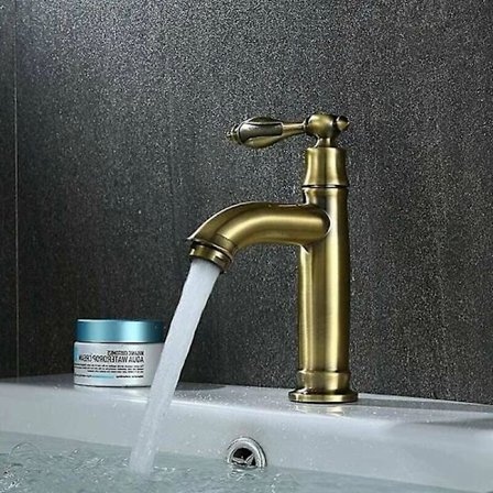 Eurooppalainen antiikkikuparinen pesuallashana Retro pesuallashana Vihreä pronssihana Yksi kylmävesihana