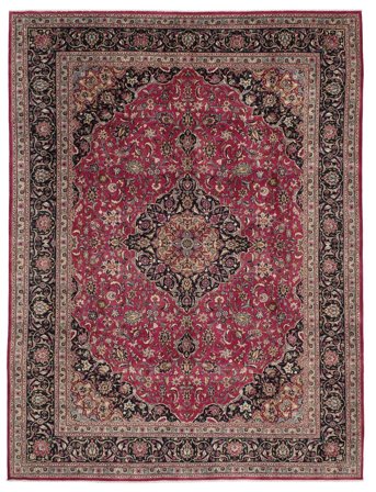 Kashmar Teppich 296X386 Dunkelrot/Schwarz Großer Wolle, Persien