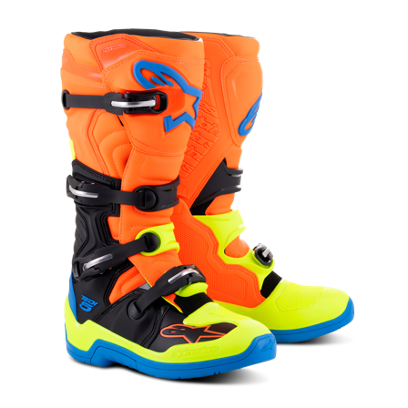 Stivali Cross Alpinestars Tech 5 Arancio Fluo/Smalto/Blu/Giallo Fluo 44,5