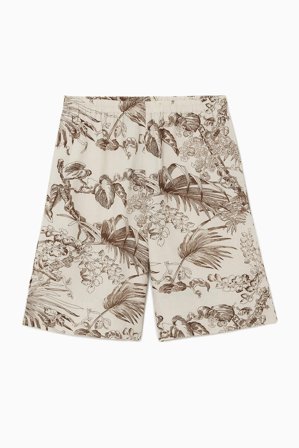 COS Women's Botanical Print Linen Shorts in White