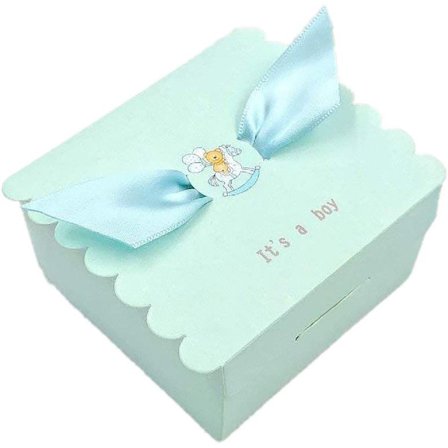 50 x Blå Baby Boy Baby Shower Favor Boxes Presentförpackning för Macaron C