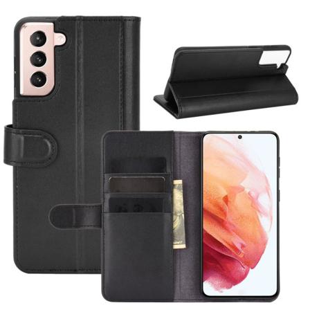 Samsung Galaxy S21 - Premium Split Läder Fodral - Svart Black Svart
