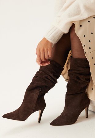 MAKE WAY Slouchy Suede Boot Dark brown 37