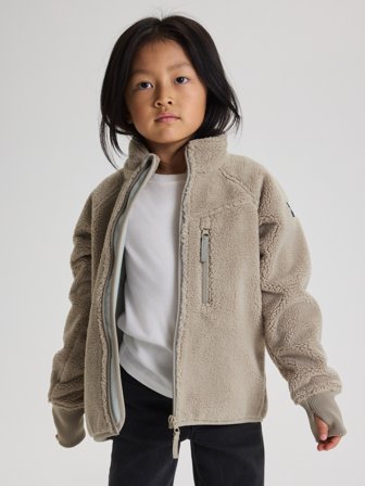 Vindtett pilefleecejakke - 110 - barneklær - beige - Polarn O. Pyret
