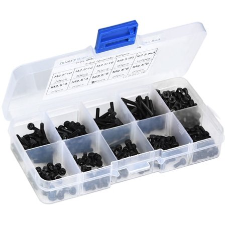 300 stk M2.5 x 3-20 mm 12.9 klasse legert stål svart sekskant hode skrue bolt med mutter