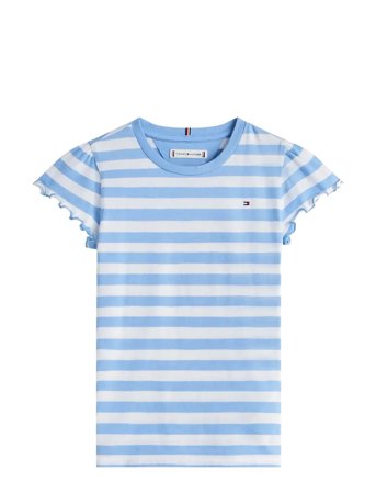 Essential Stripe Ruffle Top Ss Blue Tommy Hilfiger