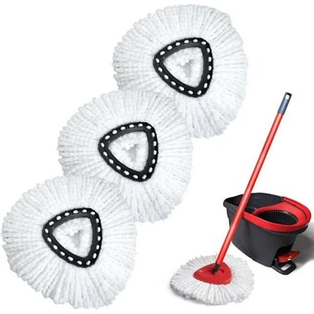 GFRED 3-pak Mikrofibermoppe Erstatning Kompatibel med Vileda Turbo 3 i 1 EasyWring og Clean Moppepåfyldning-FA-