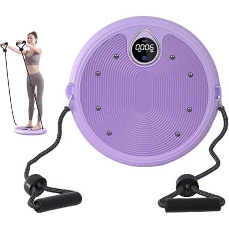 Ab Twister Board, Magnetisk midjetränare med 8 magneter & handtag (30x3,8 cm), Roterande fitnessdisk för core-träning & midjeformning