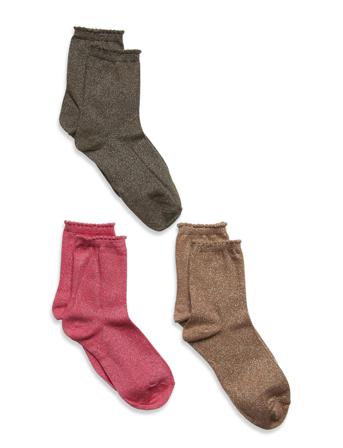 Pcsebby Glitter Long 3-Pack Socks Noos Lingerie Socks Regular Socks Monivärinen/Kuvioitu Pieces