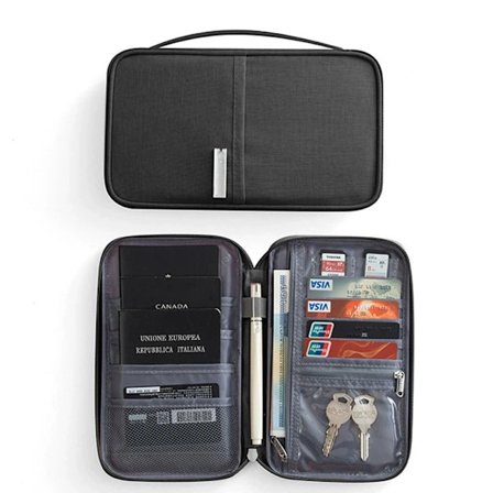 Black Family Travel Wallet Waterproof Passport Holder