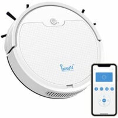 Robotdammsugare och moppar med vibrerande mopp för moppande robotdammsugare - Stark sugkraft 1800Pa,Vit