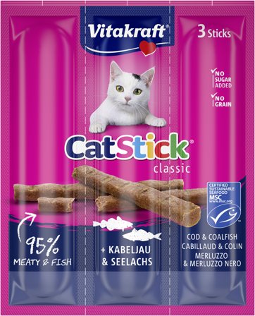 Vitakraft - CatSticks Mini Cod/Tuna 6 g x 3 stk. - Katt - Kattegodteri & kattegress - Tyggepinner til katt - ZOO.no
