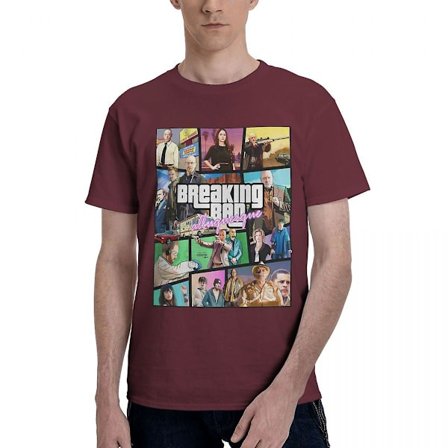 Novelty Breaking Bad Gta Collage T-shirt Herr Dam Rundhalsad 100 % bomull Kortärmade T-shirts 4xl 5xl Kläder