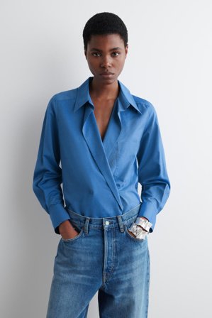 COS Women's Double-Breasted Shirt in Blue