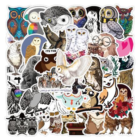 50 St Owl Cartoon Stickers Bagage Skateboard Notebook Telefon La