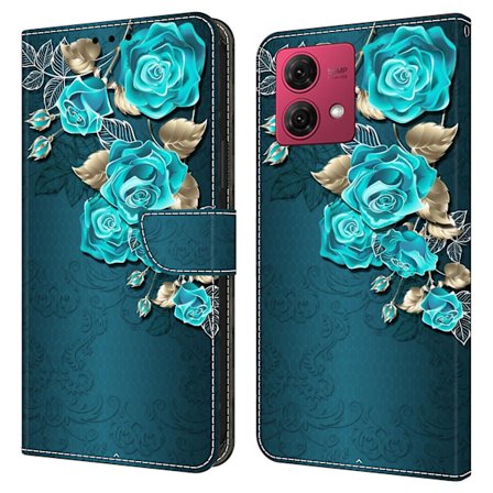 For Motorola Moto G84 5g Lærveske Trykt 3d Mønster Stativ Støtsikkert Telefondeksel