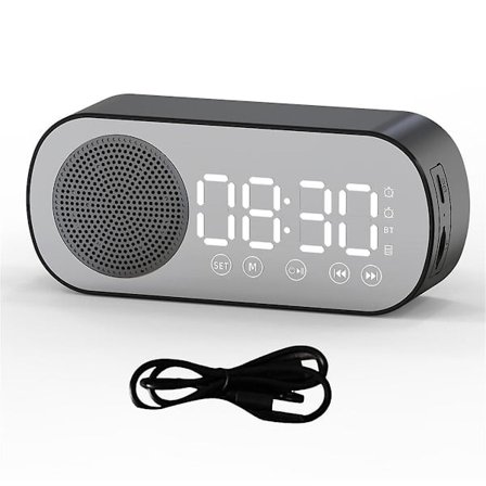 Langaton Bluetooth-kaiutin kelloradio kahdella herätyksellä, TF-korttituki, digitaalinen herätyskello kotiin ja toimistoon