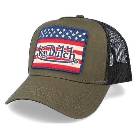 Von Dutch - Verde trucker Cappellino - US Flag Military/Black Trucker @ Hatstore