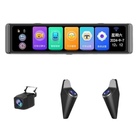 12-tommers kamera med fire kanaler, 360 graders blindsonegjenkjenning, ADAS 4K dashbordkamera