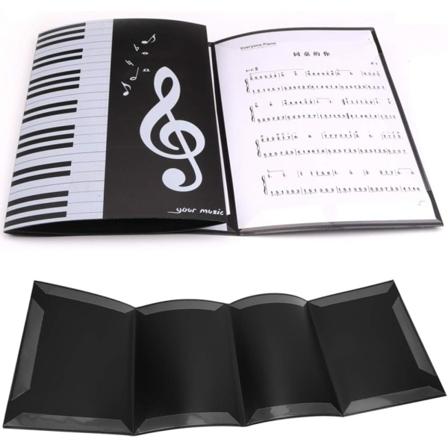 Notbladspärm, Musikmapp A4-storlek 4 sidor Musikmapp Svart Musikmapp Piano Musikförvaringsmapp