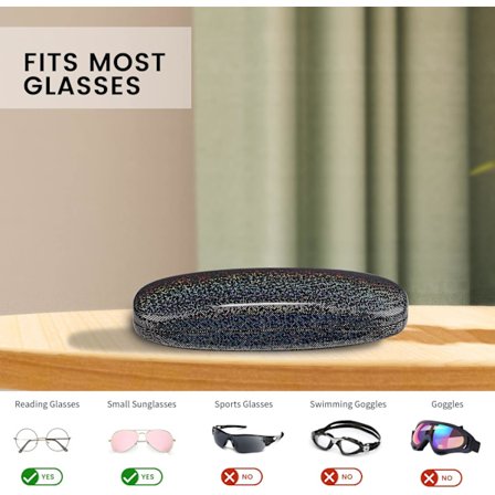 2 stk. Svart og Blå Glitter Hard Shell Brilleetui, Porta