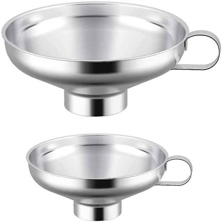 /NN/2 stk. Konserveringstrakter, Syltetrakt i rustfritt stål, Bred munntrakt, Kjøkken Rustfritt stål Bred munntraktsett kompatibelt med overføring av 